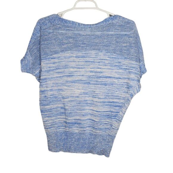 New York & Company Blue Sparkle and White Boat Neck Short Dolman Sleeve - Picture 13 of 14